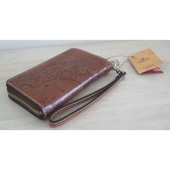 Patricia Nash S1470618 Riot Rust Ragusa Signature Map Leather Wristlet Wallet - Picture 5 of 10
